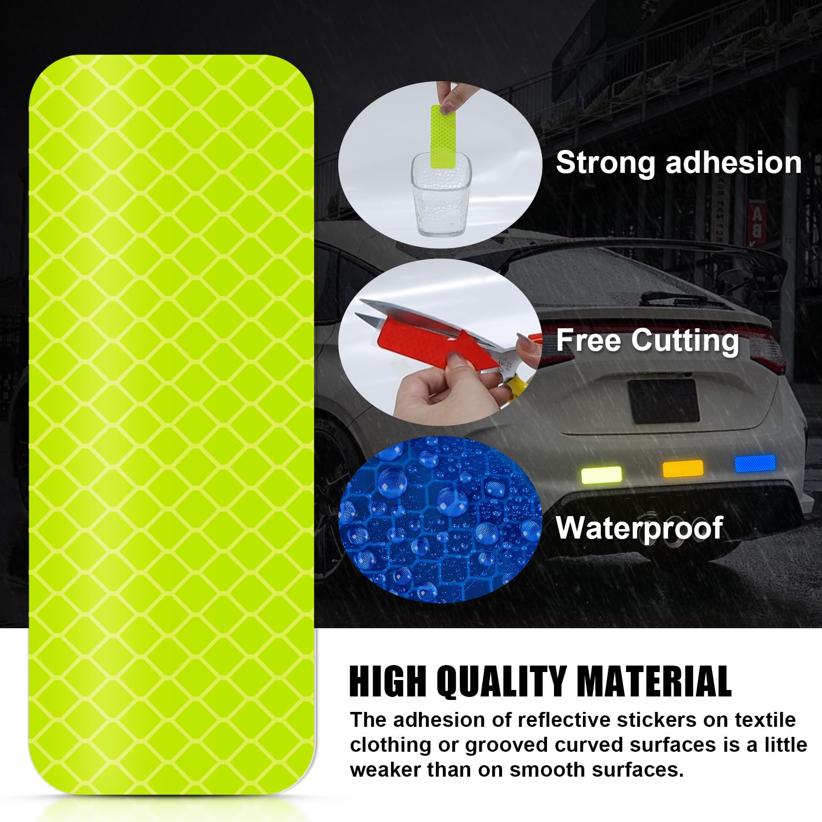 PSLER Reflective Stickers, 36 PCS High Visibility Reflective Tape Waterproof Reflective Strips Bulk Safety Reflective Tape for Car Bike Trailer Helmet Mailbox Bag, 1.18 x 3.15 Inch