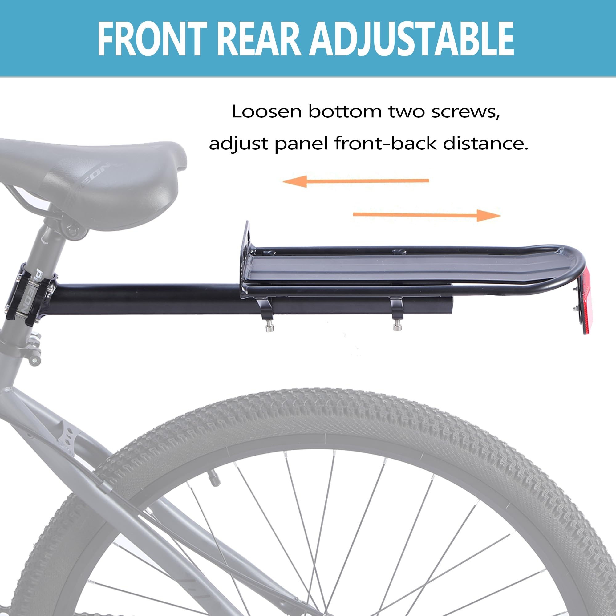 Rear Bike Rack,Bike Cargo Rack,Aluminum Alloy,Large Size Reflective,Retractable,Universal