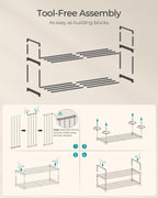 SONGMICS Shoe Rack, 3-Tier Shoe Organizer, Metal Storage Shelf, Upright or Upside Down, for 16-20 Pairs, Stackable, for Entryway, 11.8 x 36.2 x 21.7 Inches, Black ULSA303B02