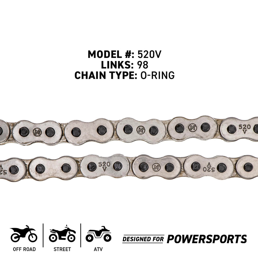 NICHE Drive Sprocket Chain Combo for Yamaha YFZ450 YFZ450SE Front 14 Rear 38 Tooth 520V-X X-Ring 98 Links