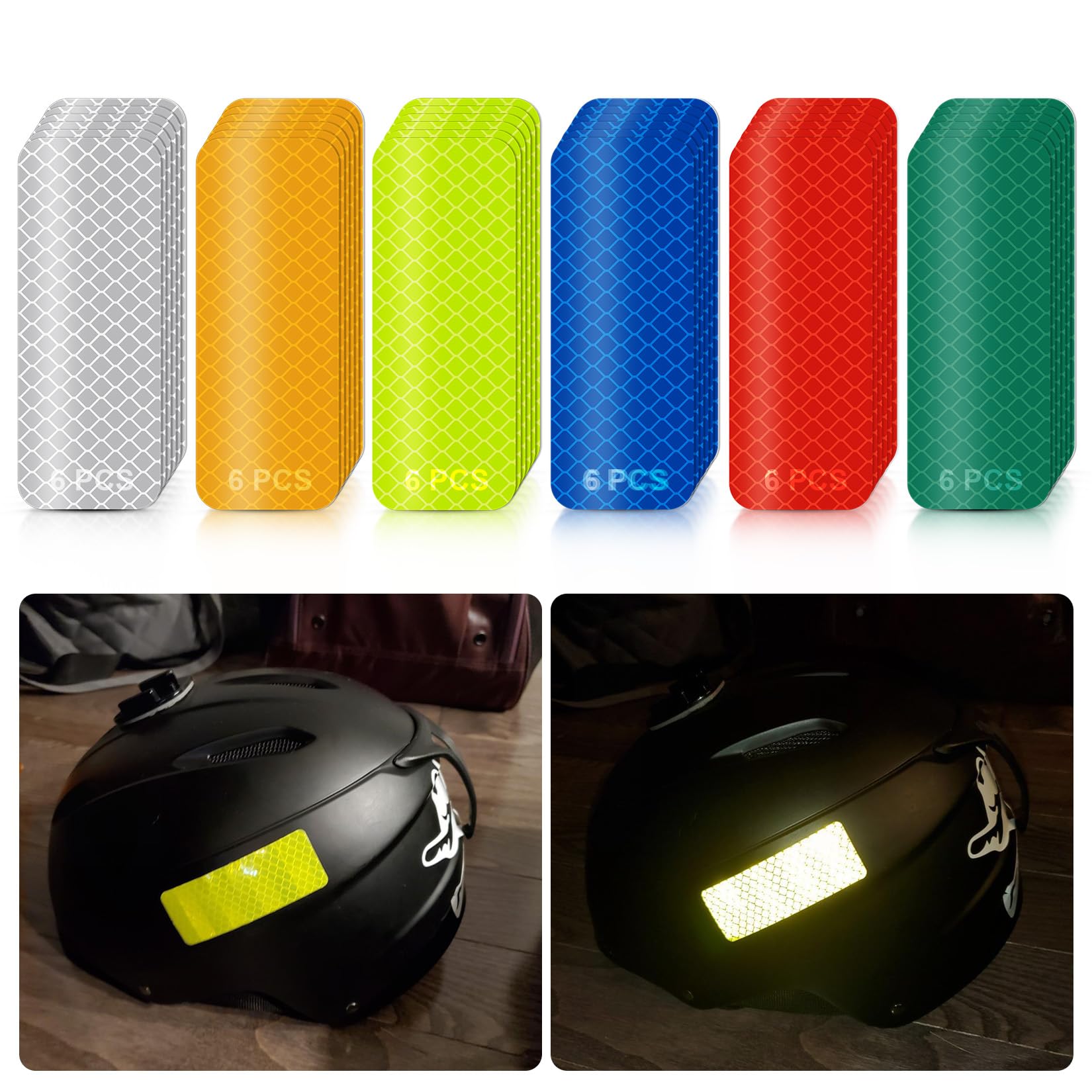 PSLER Reflective Stickers, 36 PCS High Visibility Reflective Tape Waterproof Reflective Strips Bulk Safety Reflective Tape for Car Bike Trailer Helmet Mailbox Bag, 1.18 x 3.15 Inch