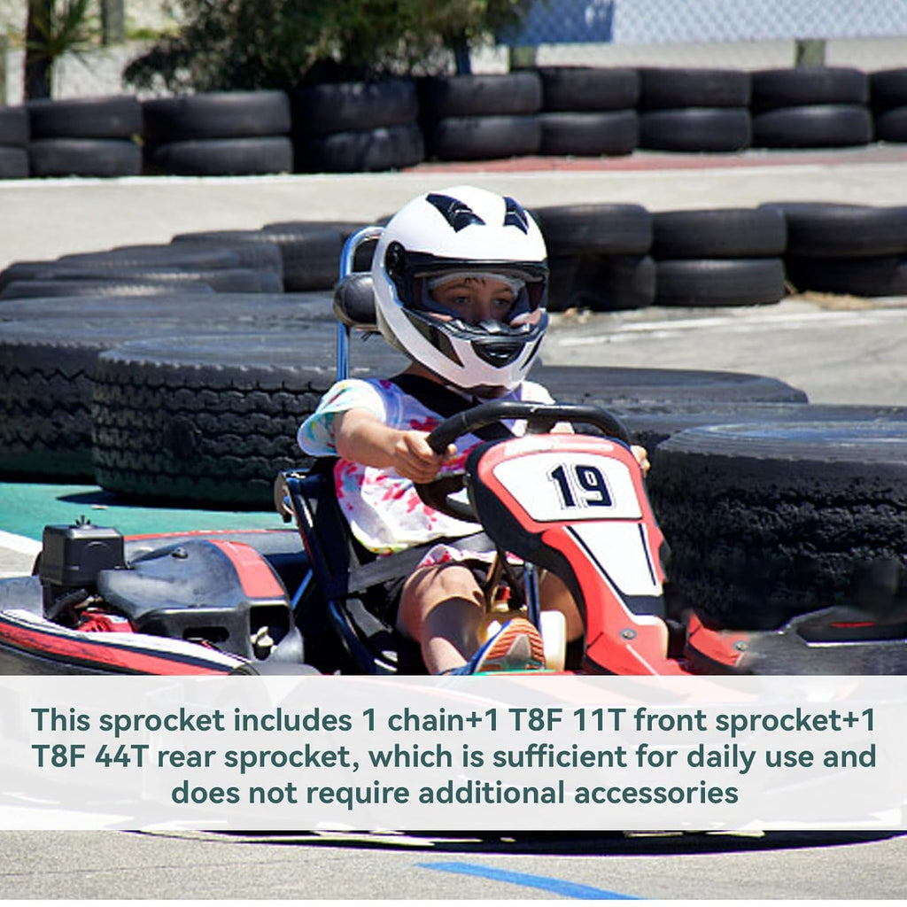 Chain Sprocket Kit, T8F Front and Rear Sprocket Chain Replacement High Power Steel T8F Gear Chain Set for Modified Karts ATVs and Mini Motorcycles