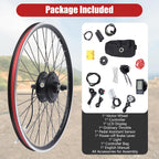 26" Electric Bike Conversion Kit, 350W 36V Front Wheel Motor E Bike Kit Hub Motor Bicycle BLDC Controller with LCD Display Controller PAS Brake Lever for 26 inch Bikes, 5 Speed Adjustable