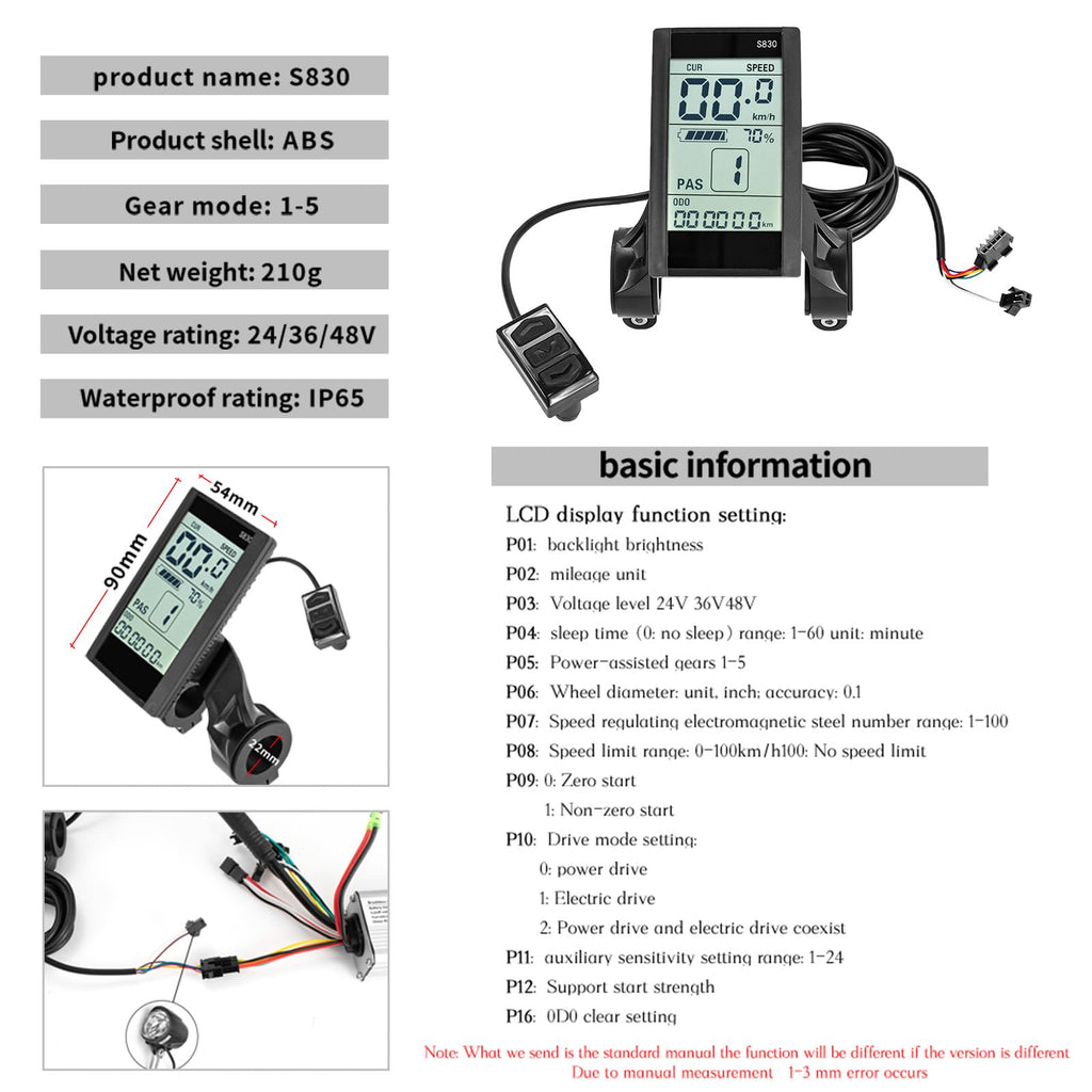 24V 36V 48V Electric Bike Controller Kit 17A 350W Brushless Motor Controller and Ebike LCD Display Electric Scooter Controller Electric Bicycle Speed Controller with Ebike Screen BLDC Controller
