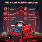 LVYUAN 25Amp Smart Car Battery Charger, 12V/24V Automotive Charger, Lead-Acid Battery, LiFePO4 Battery Maintainer with LCD Display, Trickle Charger, for Lawn Mower, Motorcycle, AGM, STD, Gel, EFB,etc