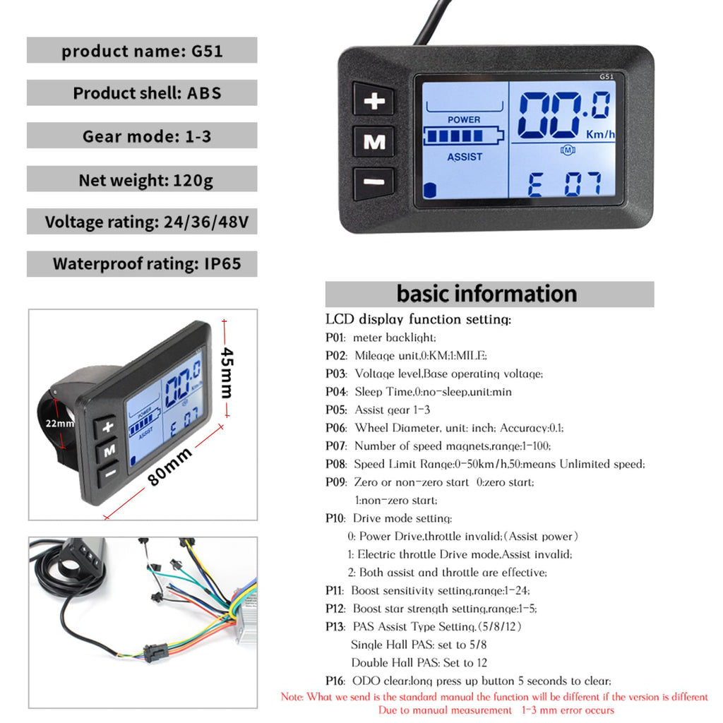 24V 36V 48V Electric Bike Controller Kit 17A 350W Brushless Motor Controller and Ebike LCD Display Electric Scooter Controller Electric Bicycle Speed Controller with Ebike Screen BLDC Controller