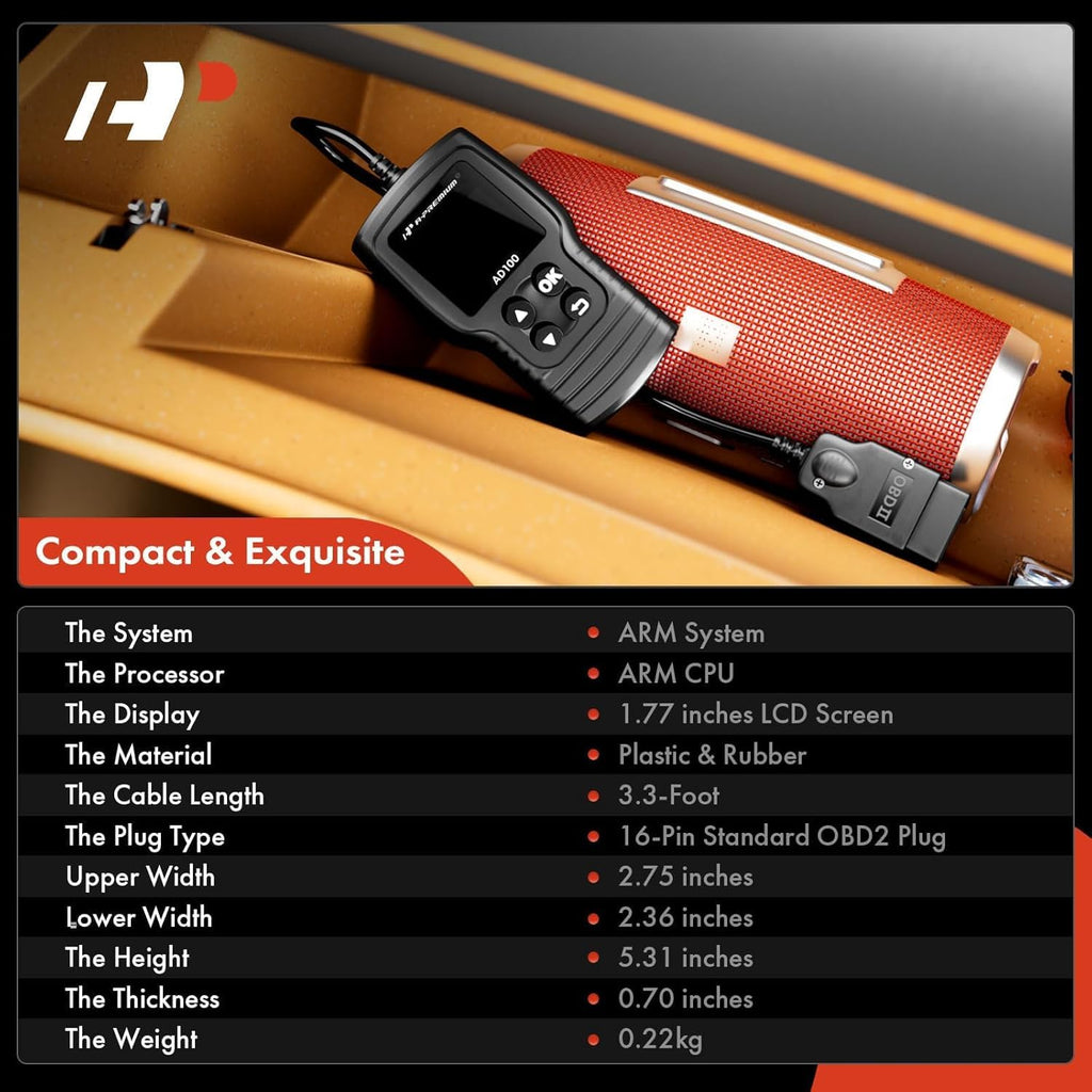 A-Premium AD200 Professional OBD2 Scanner Car Diagnostic Tool, OBDII EOBD Code Reader, Enhanced Check Car Engine Light Diagnostic Scan Tool, Upgraded Fault Code Scanner for All Vehicles from 1996