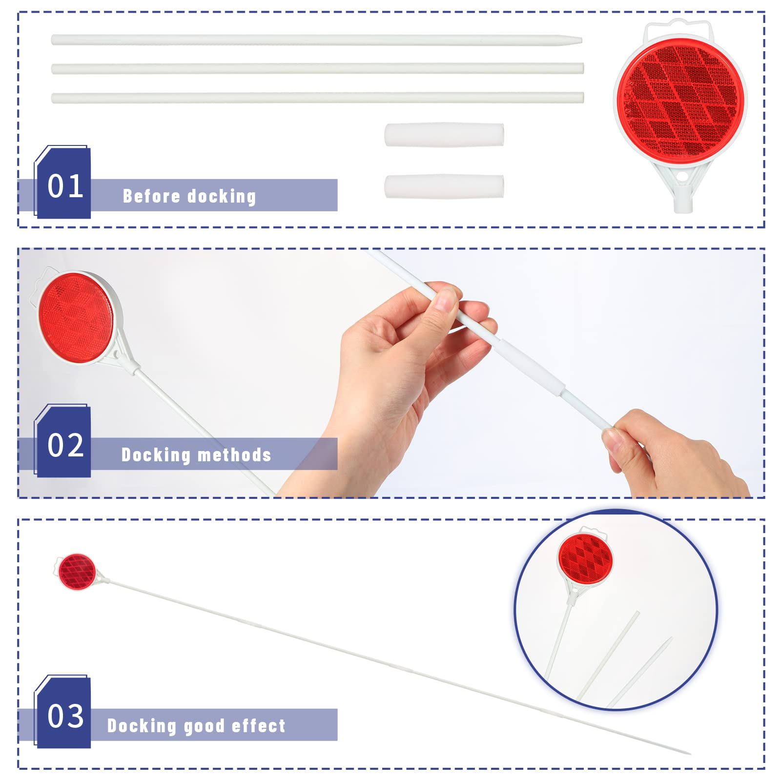 Reflective Driveway Markers, Reflectors for Driveway Entrance, Snow Plow Markers, 51 Inch Fiberglass Pole Double Sided Reflector for Driveway (Pack of 8)