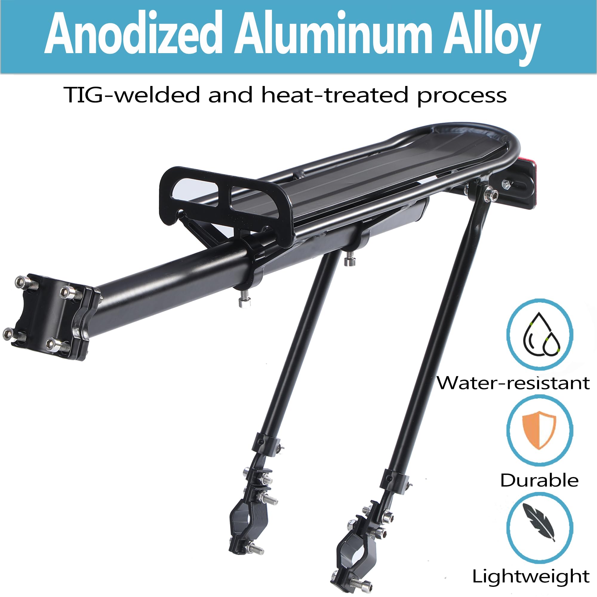 Rear Bike Rack,Bike Cargo Rack,Aluminum Alloy,Large Size Reflective,Retractable,Universal