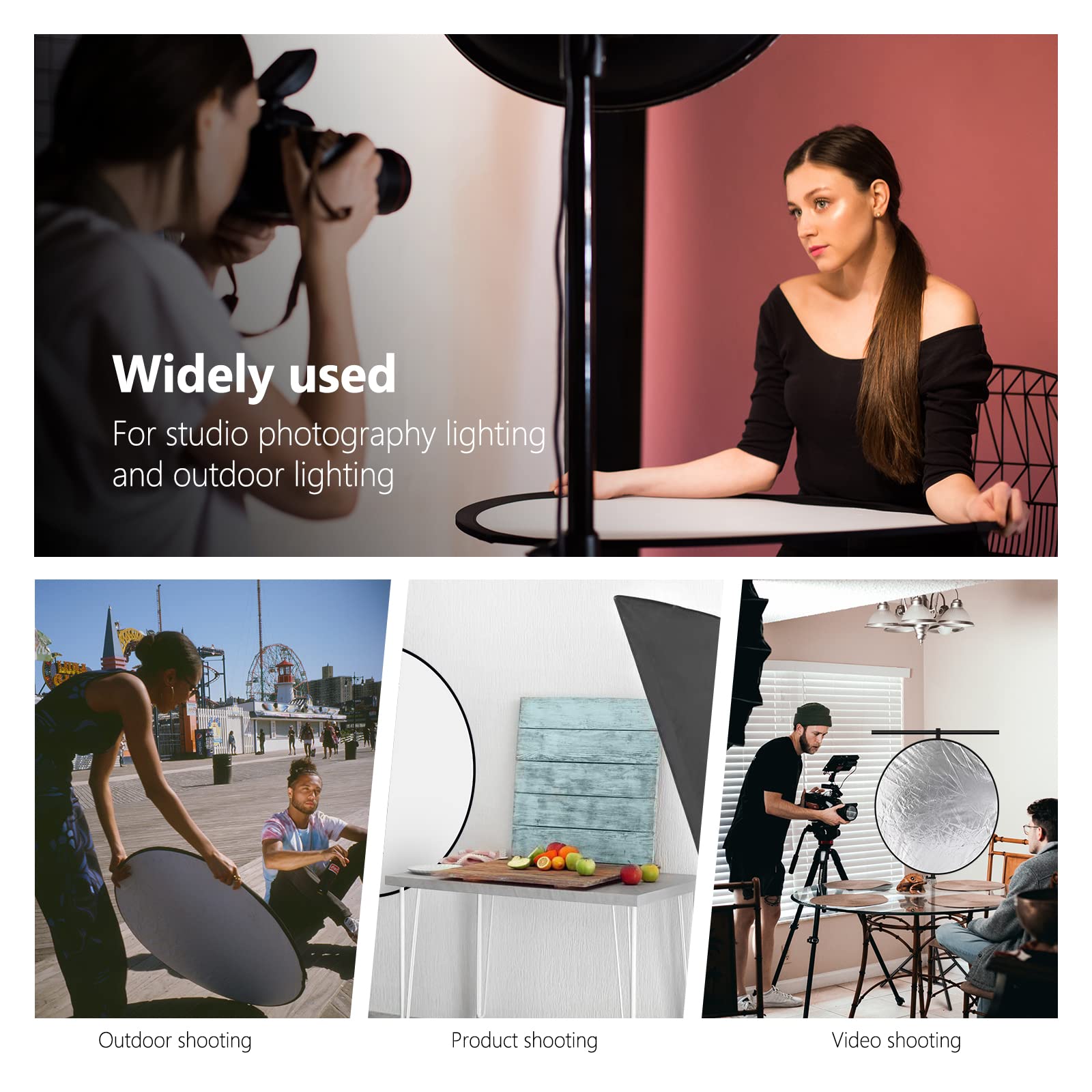 NEEWER 43 Inch/110 Centimeter Light Reflector Diffuser 5 in 1 Collapsible Multi Disc with Bag - Translucent, Silver, Gold, White, and Black for Studio Photography Lighting Outdoor