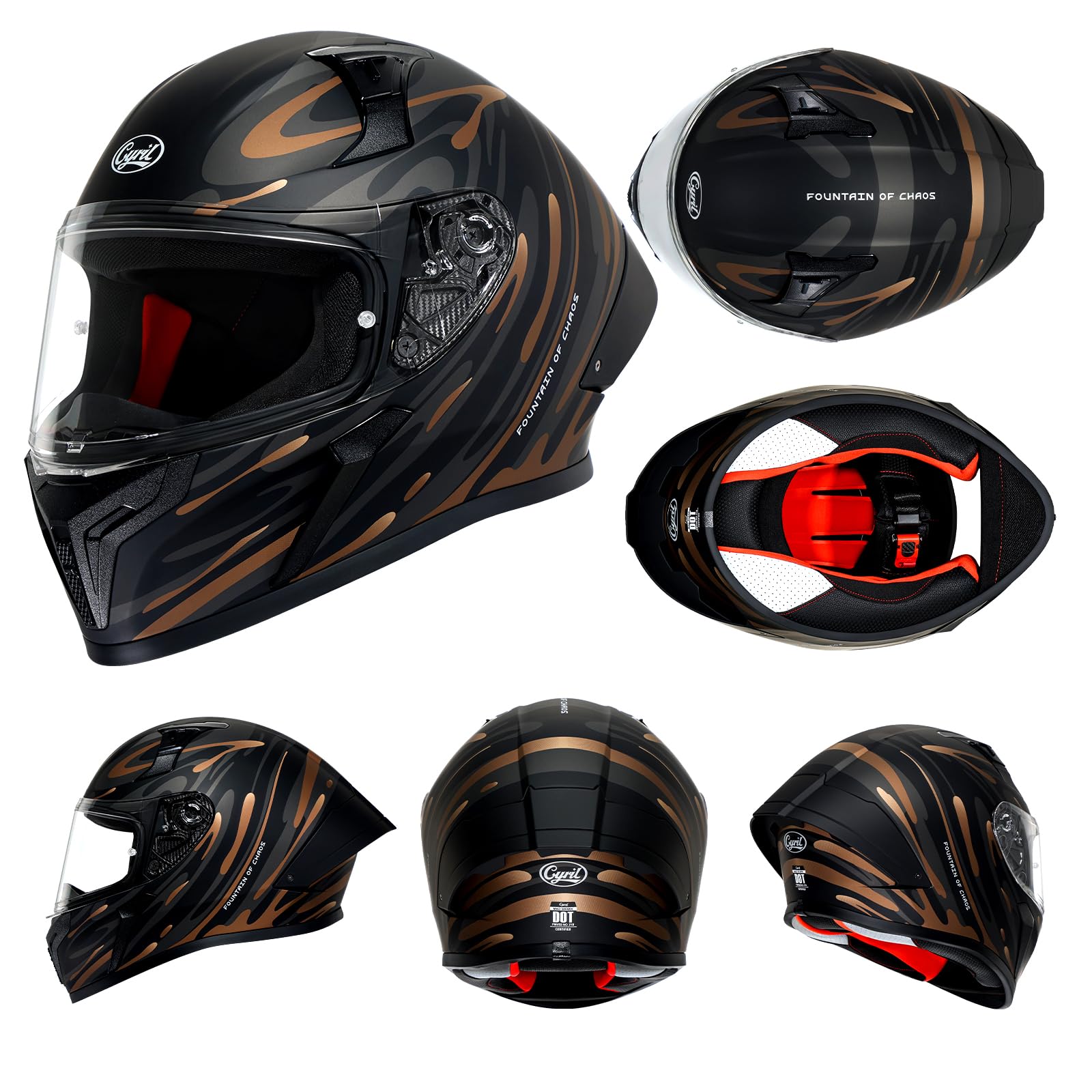 CYRIL Full Face Motorcycle Helmets for Adults Men & Women with Tinted and Clear Visor Meet Dot Approved