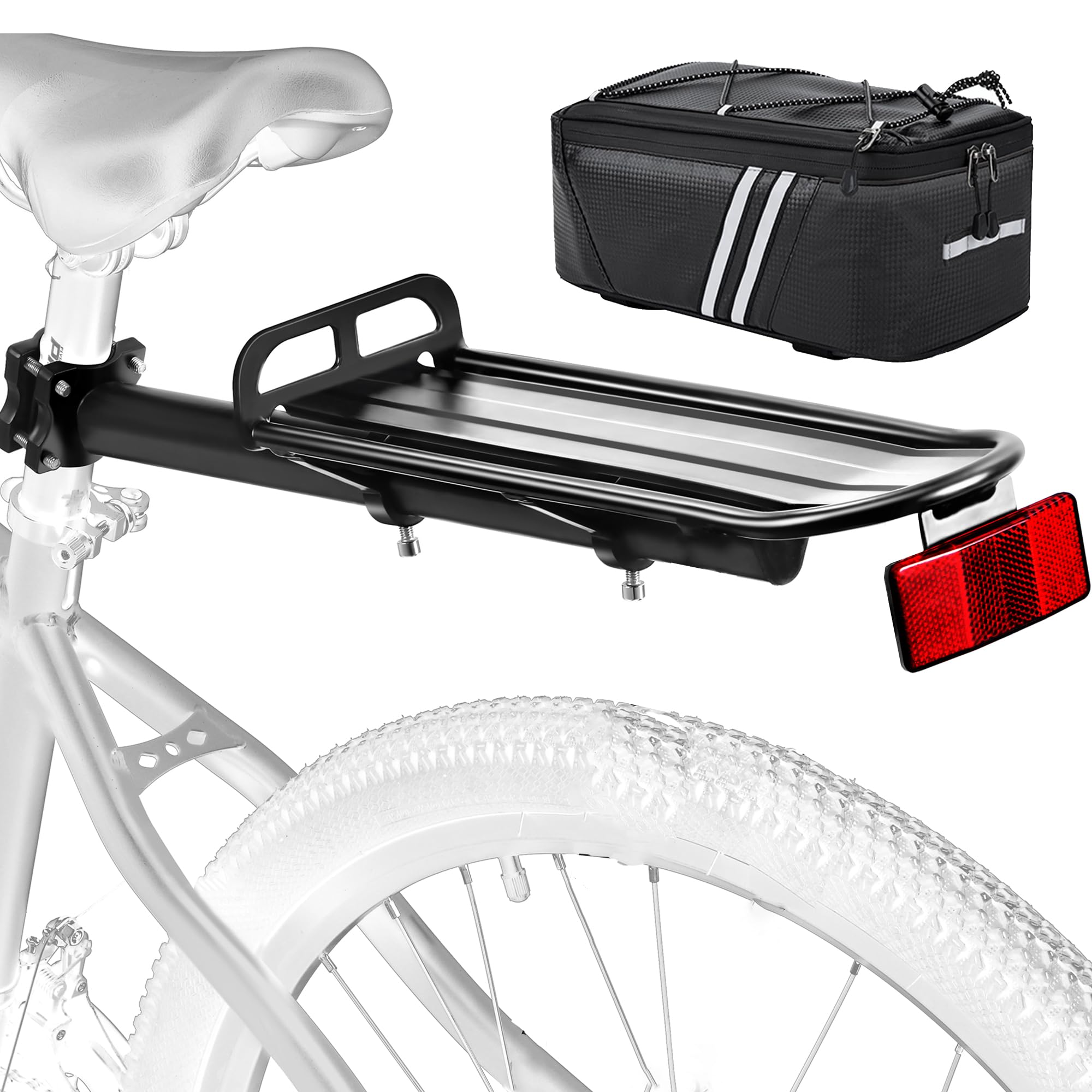 Rear Bike Rack,Bike Cargo Rack,Aluminum Alloy,Large Size Reflective,Retractable,Universal