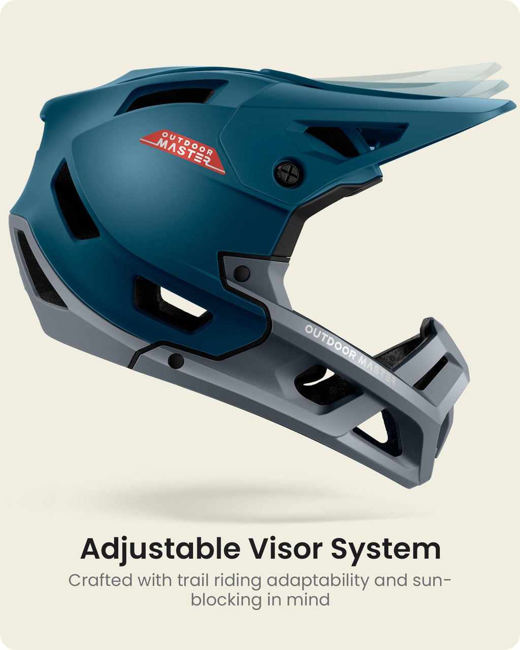 OutdoorMaster Full Face Mountain Bike Helmet for Men & Women-Two Removable Chin Pad Mountain Bike Helmet Grizzly, Ventilation Lightweight Racing Downhill DH BMX MTB Helmet