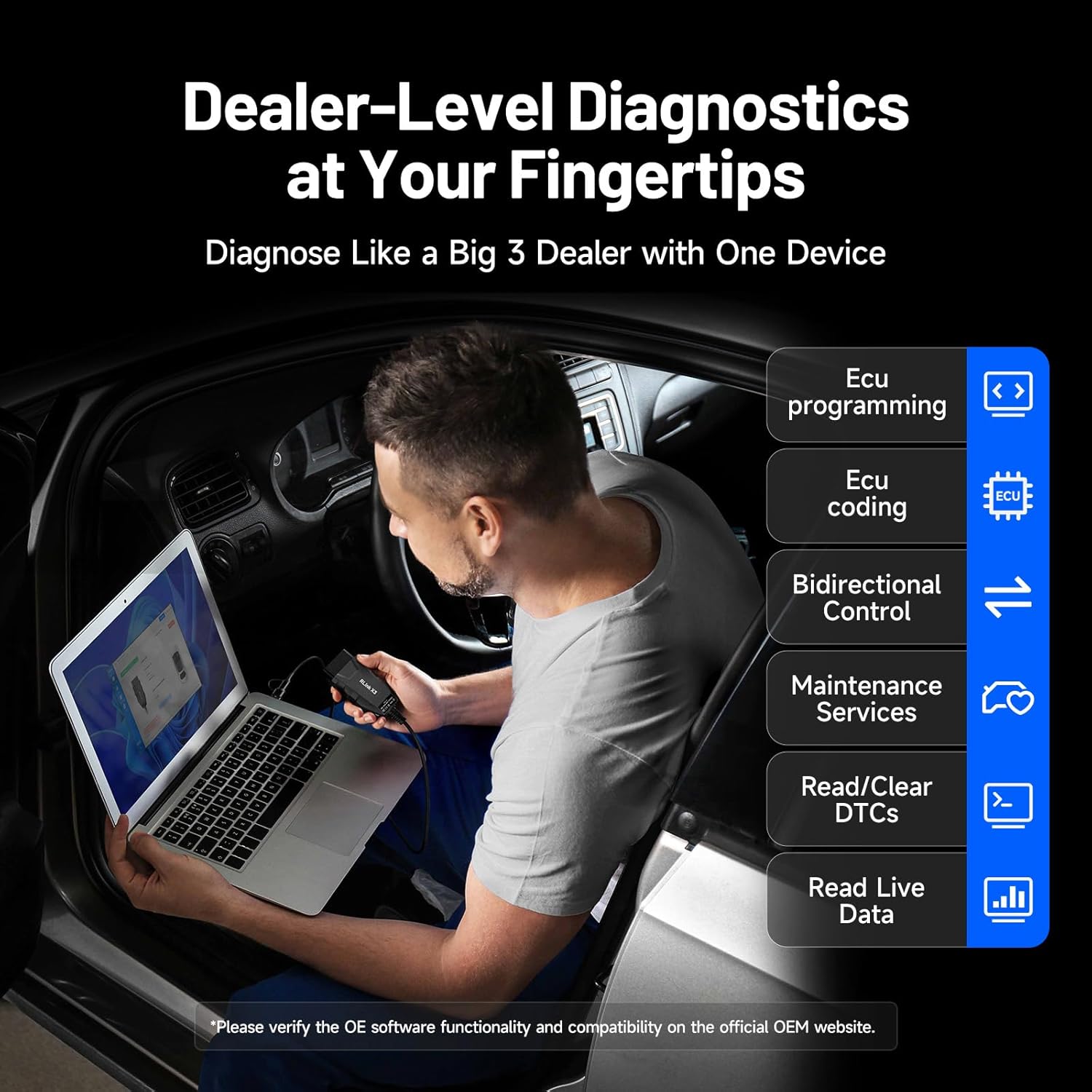 TOPDON RLink X3 OBD2 Adapter for GM/Ford/Chrysler, J2534 Pass-Thru Programmer, OBD USB FORScan Adapter, OEM Programming and Diagnostic Tool, Fit for 8+ OE Software, Supports J2534/CAN-FD, Auto Switch