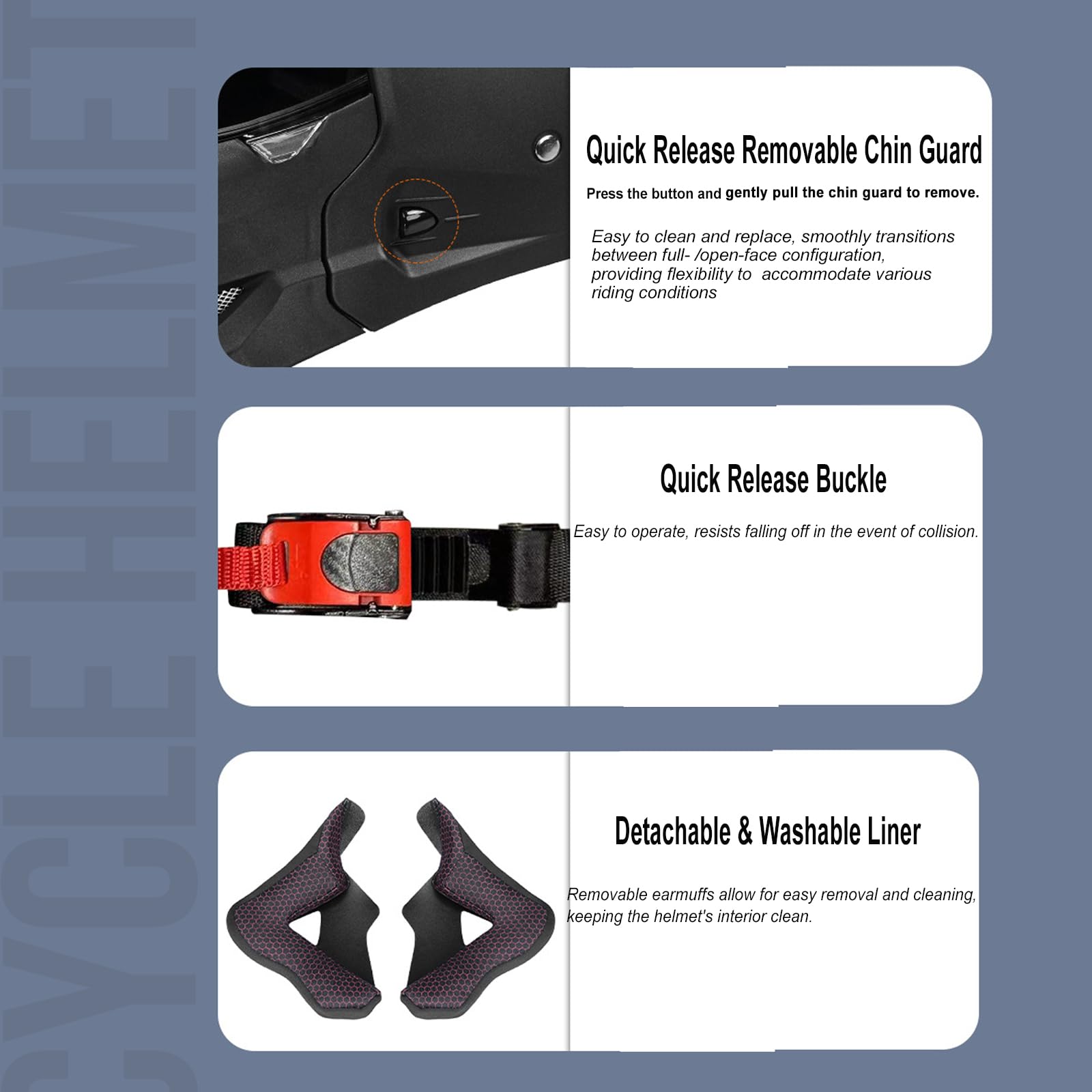 Full Face Motorcycle Helmet for Unisex-Adult Dirt Bike ATV Scooter Cruiser 3/4 Face Motocross Helmet Interchangeable Mouth Cover DOT Approved