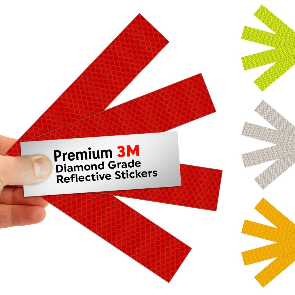 SmartSign 1.2 x 6 inch Red Reflective Strips - Pack of 4, Premium 3M Diamond Grade Reflective Stickers for Night Safety/Backpacks/Bicycles/Vehicles, Hi-Tack Adhesive, Made in USA