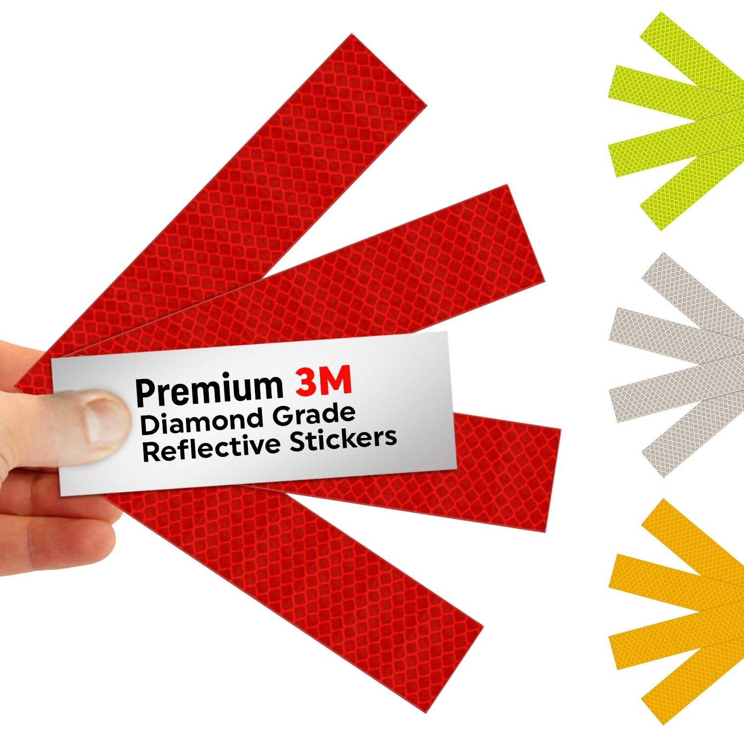 SmartSign 1.2 x 6 inch Red Reflective Strips - Pack of 4, Premium 3M Diamond Grade Reflective Stickers for Night Safety/Backpacks/Bicycles/Vehicles, Hi-Tack Adhesive, Made in USA