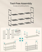 SONGMICS Shoe Rack, 3-Tier Shoe Organizer, Metal Storage Shelf, Upright or Upside Down, for 16-20 Pairs, Stackable, for Entryway, 11.8 x 36.2 x 21.7 Inches, Black ULSA303B02