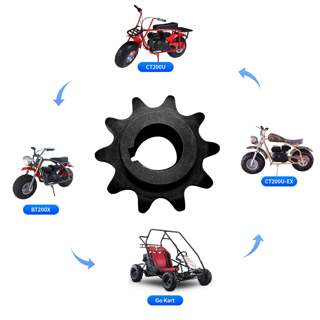 10 Tooth with 5/8'' Bore #40 41 420 Chain Sprocket for Coleman CT200U CT200U-EX BT200X KT196 Predator 196cc 200cc 212cc 6.5hp Baja Massimo Warrior Mini Bike Trailmaster MB200 Go Kart Cart Parts