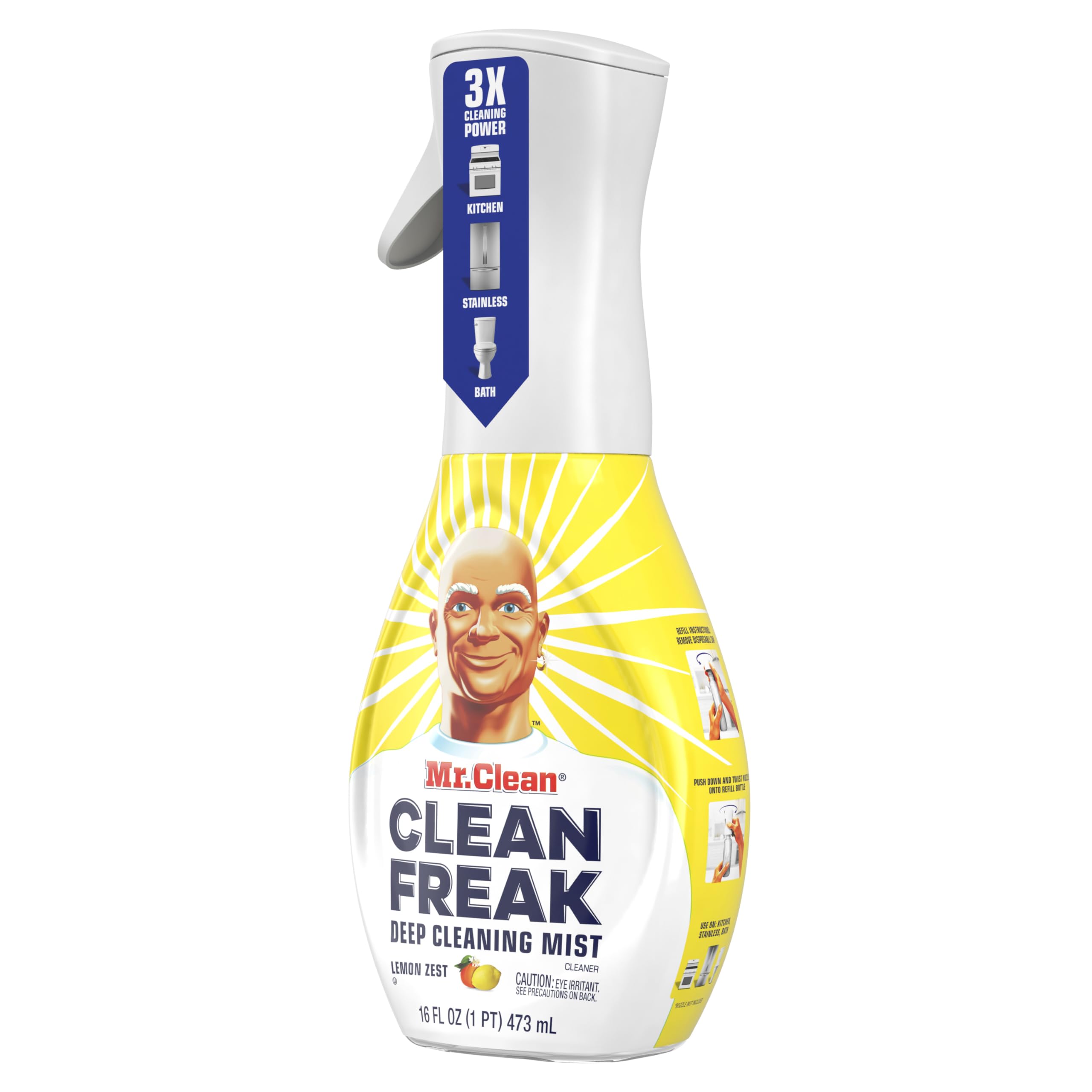 Mr. Clean Clean Freak Multi Surface Cleaning Spray, Deep Cleaning Mist Starter Kit and Refill Bundle, Unstopables Fresh Scent, 64 fl oz