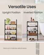 SONGMICS Shoe Rack, 3-Tier Shoe Organizer, Metal Storage Shelf, Upright or Upside Down, for 16-20 Pairs, Stackable, for Entryway, 11.8 x 36.2 x 21.7 Inches, Black ULSA303B02