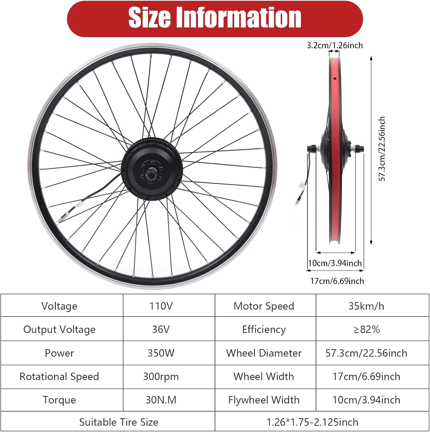 26" Electric Bike Conversion Kit, 350W 36V Front Wheel Motor E Bike Kit Hub Motor Bicycle BLDC Controller with LCD Display Controller PAS Brake Lever for 26 inch Bikes, 5 Speed Adjustable