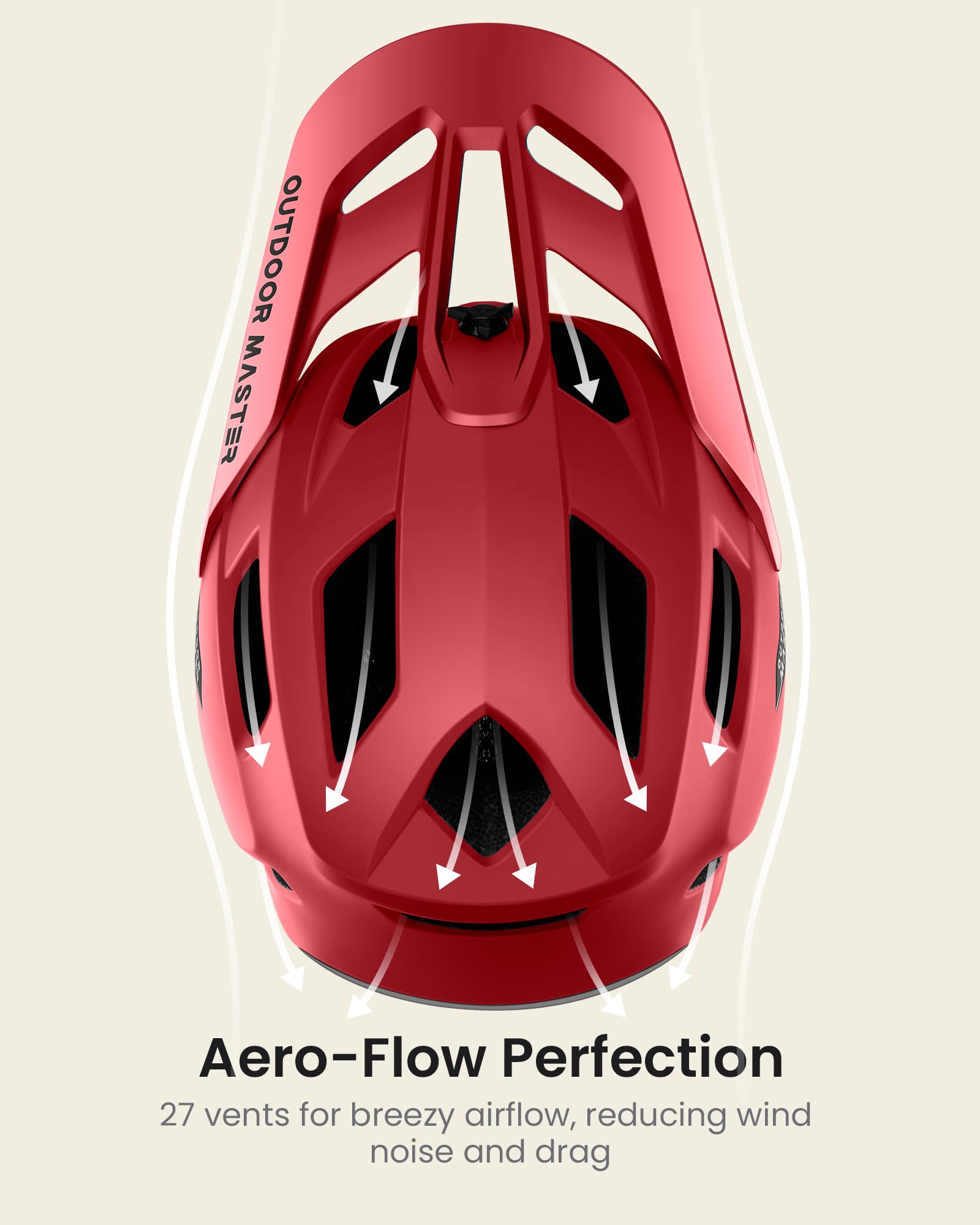 OutdoorMaster Full Face Mountain Bike Helmet for Men & Women-Two Removable Chin Pad Mountain Bike Helmet Grizzly, Ventilation Lightweight Racing Downhill DH BMX MTB Helmet