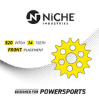 NICHE Drive Sprocket Chain Combo for Yamaha YFZ450 YFZ450SE Front 14 Rear 38 Tooth 520V-X X-Ring 98 Links