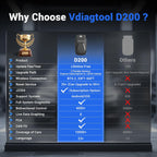 OBD2 Scanner Bluetooth VDIAGTOOL D200, Bidirectional Scan Tool - Lifetime Free Updates, 26 Resets (Upgradeable to 49+), Full System Car Scanner Diagnostic Tool for iOS & Android, FCA AutoAuth & CAN-FD