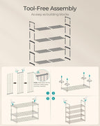 SONGMICS Shoe Rack, 3-Tier Shoe Organizer, Metal Storage Shelf, Upright or Upside Down, for 16-20 Pairs, Stackable, for Entryway, 11.8 x 36.2 x 21.7 Inches, Black ULSA303B02