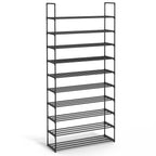 SONGMICS Shoe Rack, 3-Tier Shoe Organizer, Metal Storage Shelf, Upright or Upside Down, for 16-20 Pairs, Stackable, for Entryway, 11.8 x 36.2 x 21.7 Inches, Black ULSA303B02