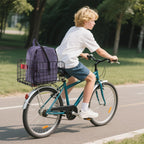 Suwimut Folding Rear Bike Basket, Quickly Release Metal Wire Bicycle Basket Cargo Rack with Strap & Reflective Tail Light for Most Mounted Bike Rack, Adult Women Men Carrying Dogs, Pets, Grocery