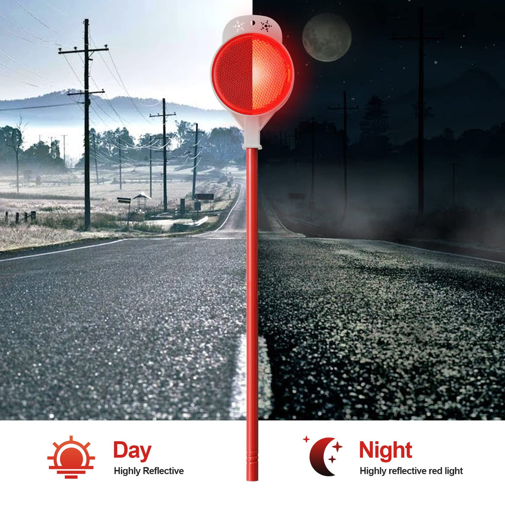 Driveway Reflectors Markers for Snow Plowing, 36-48" Reflective Driveway Steel Metal Reflective Post, Double-Sided High Visible Rustproof Design(4 pack)