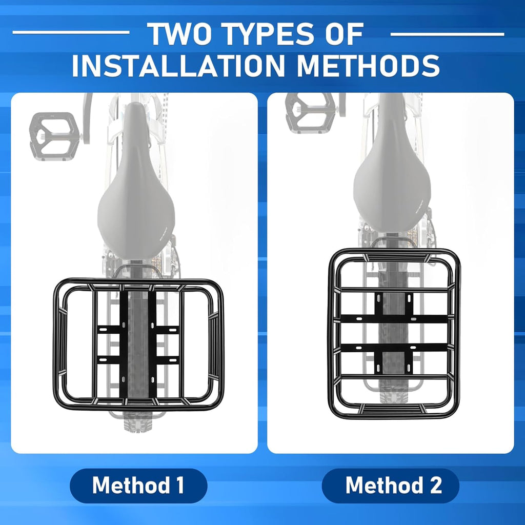 Upgraded Rear Bike Rack with Basket, Removable Adjustable Bike Basket Rear with Liner,Waterproof Cover,Cargo Net, Heavy Duty Bicycle Rear Basket for Most Bikes and E-Bike