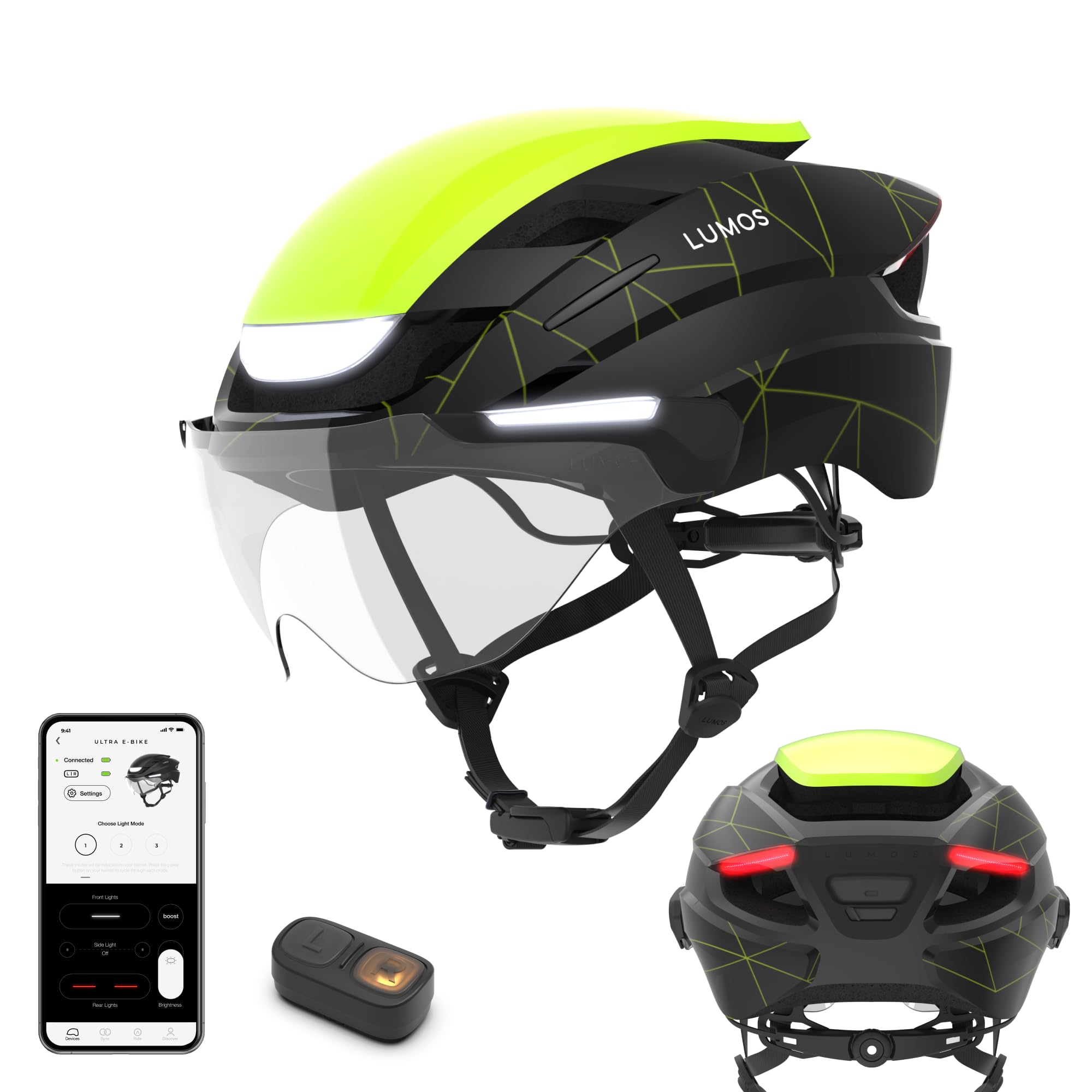 Lumos Ultra E-Bike Smart Helmet | NTA 8776 Certified | Front & Rear LED Lights | Retractable Face Shield | App Controlled | EBike, Scooter, Cycling, Bicycle | Adults, Men Women