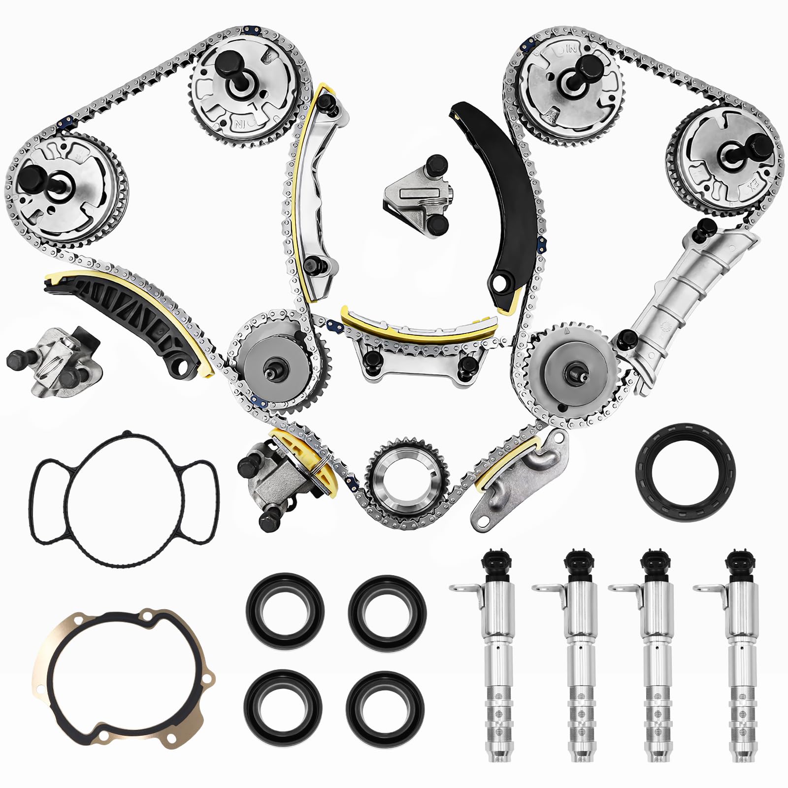 3.6 Timing Chain Kit w/Chain Guide Tensioner Sprocket for 2.8L 3.0L 3.6L Chevy Equinox Malibu Traverse GMC Acadia Cadillac CTS SRX Buick Enclave V6 Engine Engine Timing Set Replace # 9-0753S 9-0753sx