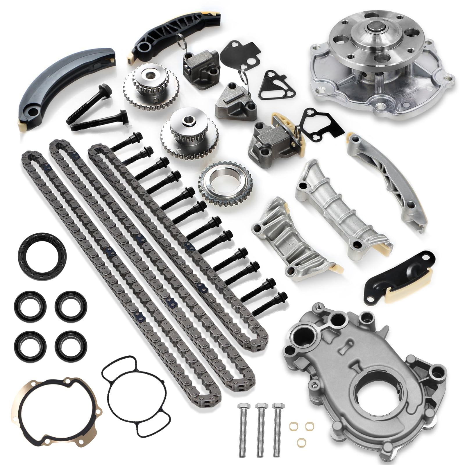 3.6 Timing Chain Kit w/Chain Guide Tensioner Sprocket for 2.8L 3.0L 3.6L Chevy Equinox Malibu Traverse GMC Acadia Cadillac CTS SRX Buick Enclave V6 Engine Engine Timing Set Replace # 9-0753S 9-0753sx
