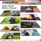 LVYUAN 25Amp Smart Car Battery Charger, 12V/24V Automotive Charger, Lead-Acid Battery, LiFePO4 Battery Maintainer with LCD Display, Trickle Charger, for Lawn Mower, Motorcycle, AGM, STD, Gel, EFB,etc