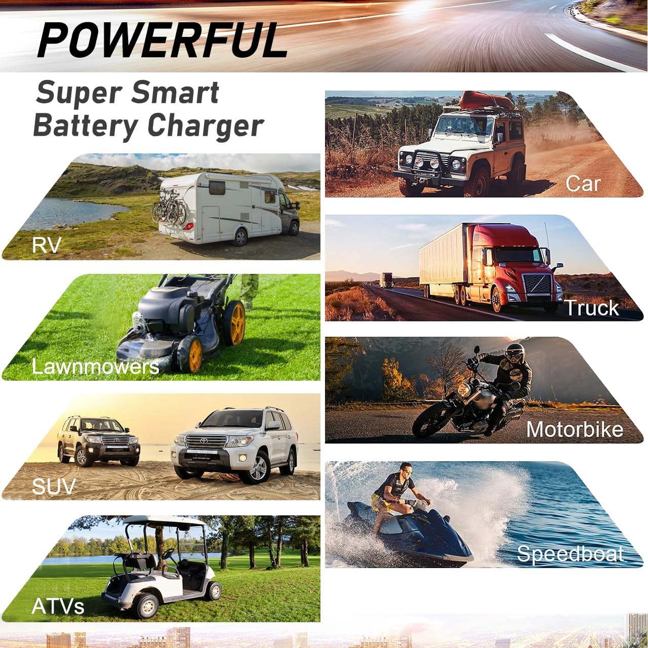 LVYUAN 25Amp Smart Car Battery Charger, 12V/24V Automotive Charger, Lead-Acid Battery, LiFePO4 Battery Maintainer with LCD Display, Trickle Charger, for Lawn Mower, Motorcycle, AGM, STD, Gel, EFB,etc