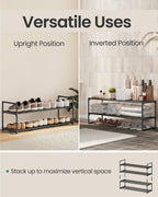 SONGMICS Shoe Rack, 3-Tier Shoe Organizer, Metal Storage Shelf, Upright or Upside Down, for 16-20 Pairs, Stackable, for Entryway, 11.8 x 36.2 x 21.7 Inches, Black ULSA303B02