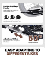 RokRack S One 1-Ebike Rack with Ramp, 100 lbs Capacity, Single Hitch Mount Electric Bike Rack, Fits up to 5" Fat Tire Width and 50" Wheelbase, Ebike Carrier Rack for 2" Receiver for Cars SUVs Vans RVs