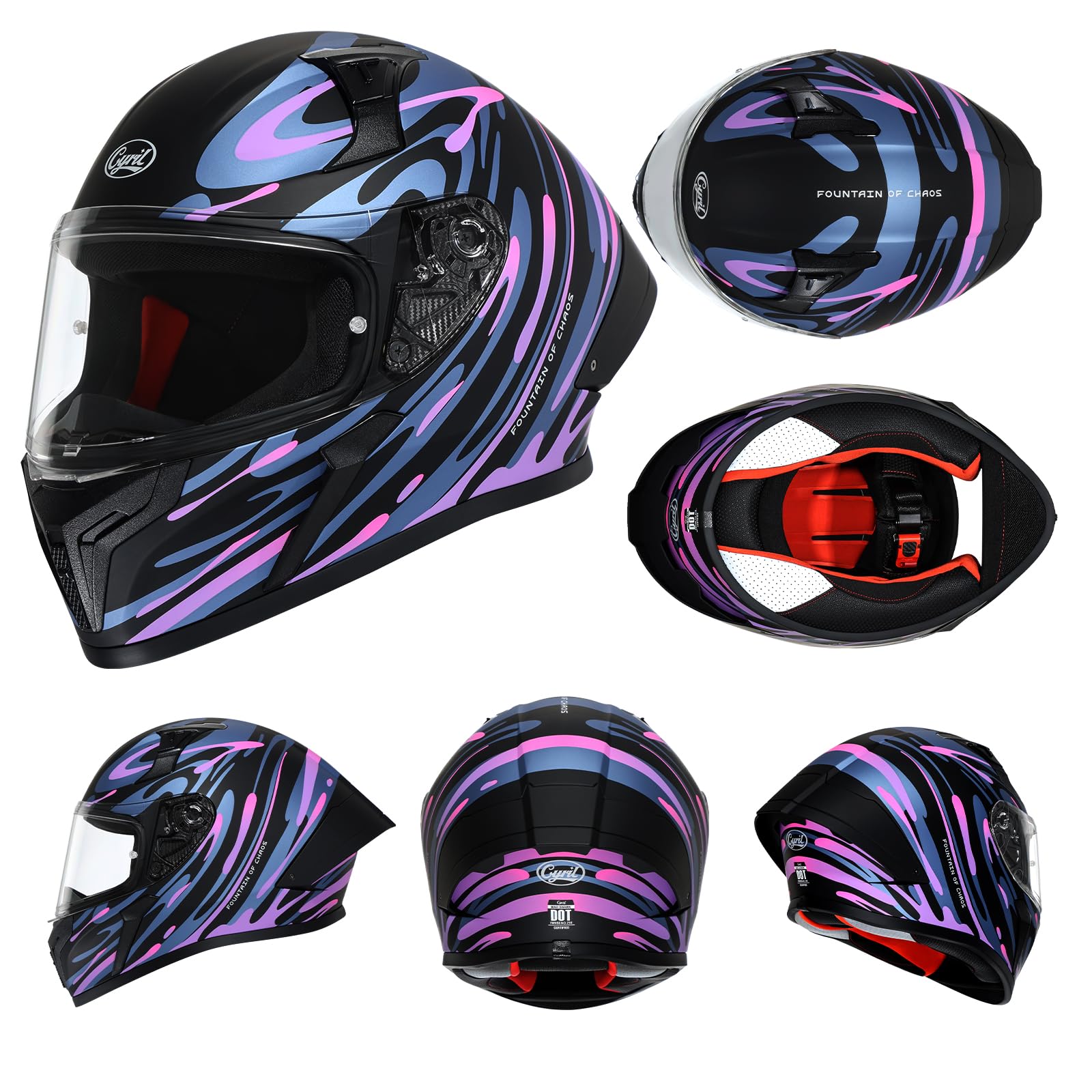 CYRIL Full Face Motorcycle Helmets for Adults Men & Women with Tinted and Clear Visor Meet Dot Approved