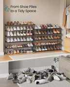 SONGMICS Shoe Rack, 3-Tier Shoe Organizer, Metal Storage Shelf, Upright or Upside Down, for 16-20 Pairs, Stackable, for Entryway, 11.8 x 36.2 x 21.7 Inches, Black ULSA303B02