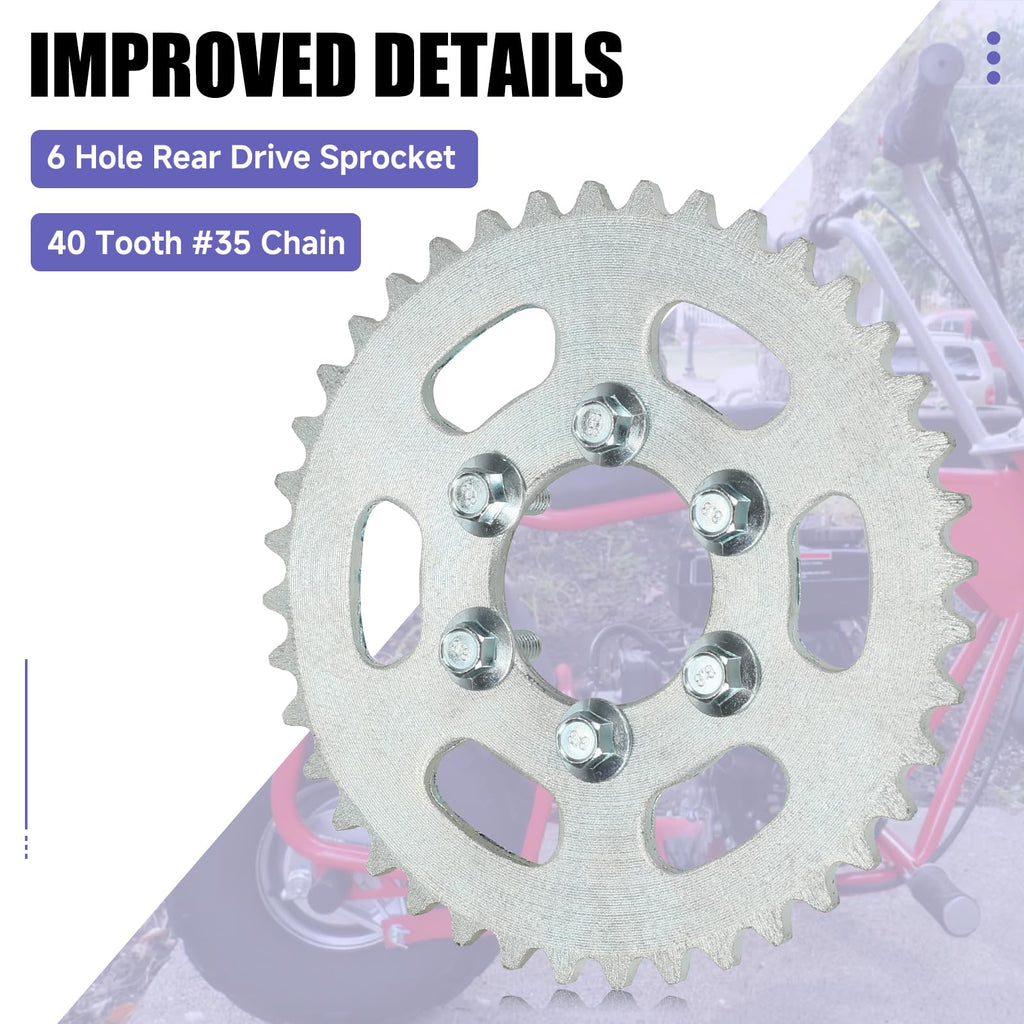 35 Chain Sprocket 40 Tooth Compatible with Coleman Mini Bike CT100U CC100X CK100 Baja DB30 TaoTao GK80 Monster Moto 80cc MBX10 MBX11 Predator 79cc 97cc 98cc 100cc 2.5hp Go Kart Parts