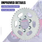 35 Chain Sprocket 40 Tooth Compatible with Coleman Mini Bike CT100U CC100X CK100 Baja DB30 TaoTao GK80 Monster Moto 80cc MBX10 MBX11 Predator 79cc 97cc 98cc 100cc 2.5hp Go Kart Parts