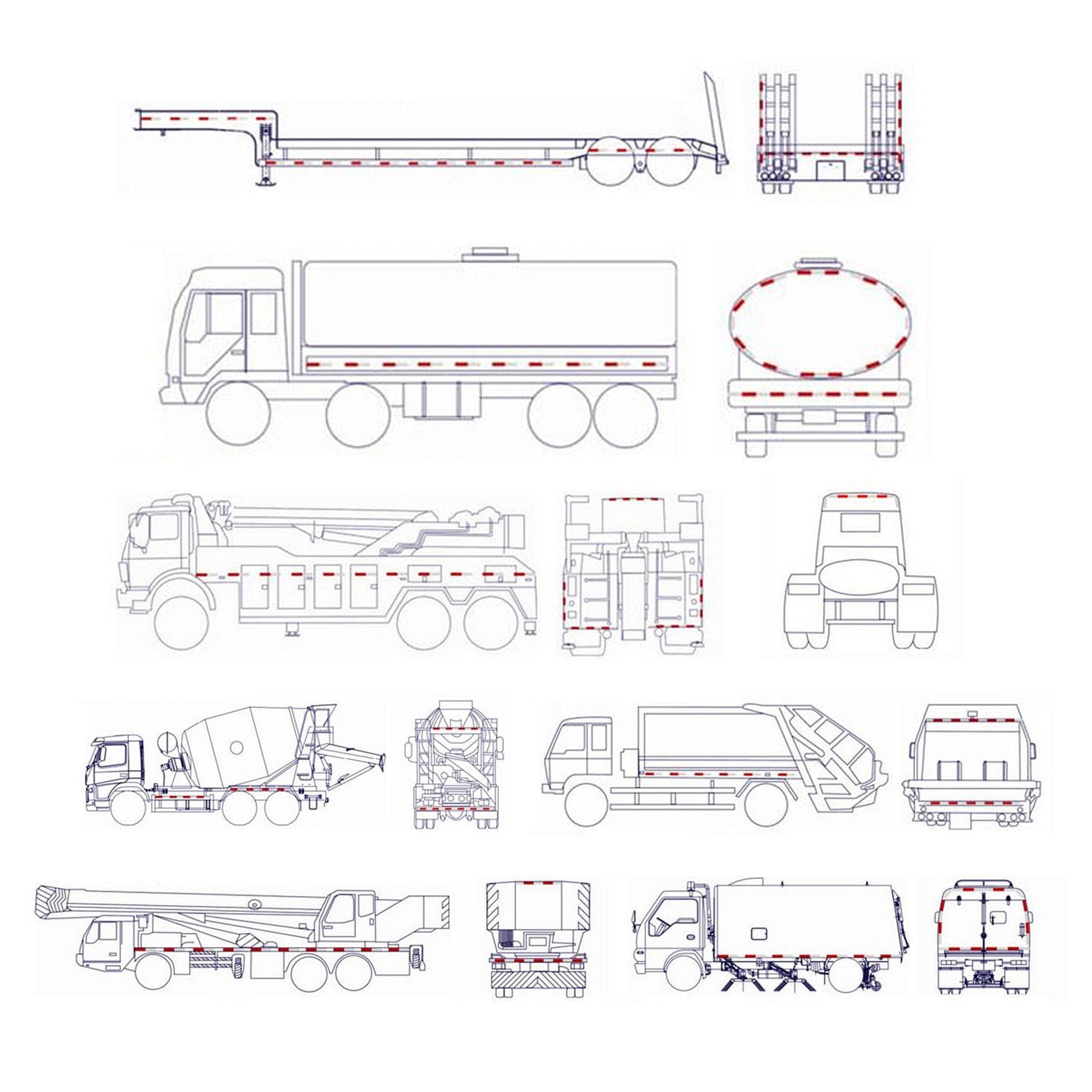 6" Rectangular Stick-on/Screw Mount Reflectors (Kit 3/Yellow+Red)