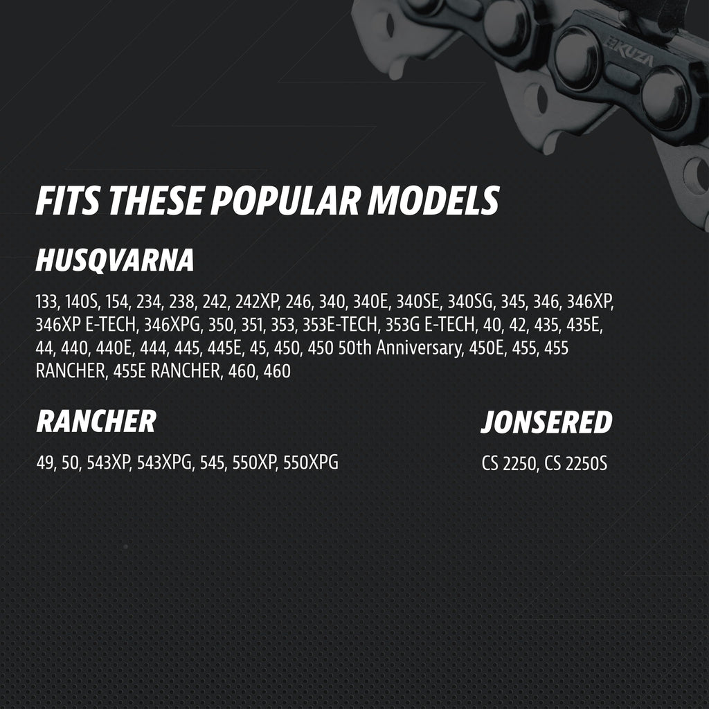 Premium 20 Inch Chainsaw Chain 3/8" Pitch .063" Gauge 72 DL - Fits Husqvarna 480, 465 (Rancher), 570XP, 575XP, 576XP, STIHL and More - 203ATMD009, 75LPX072G, 75EXL072G, 75EXJ072G (3 Chains)