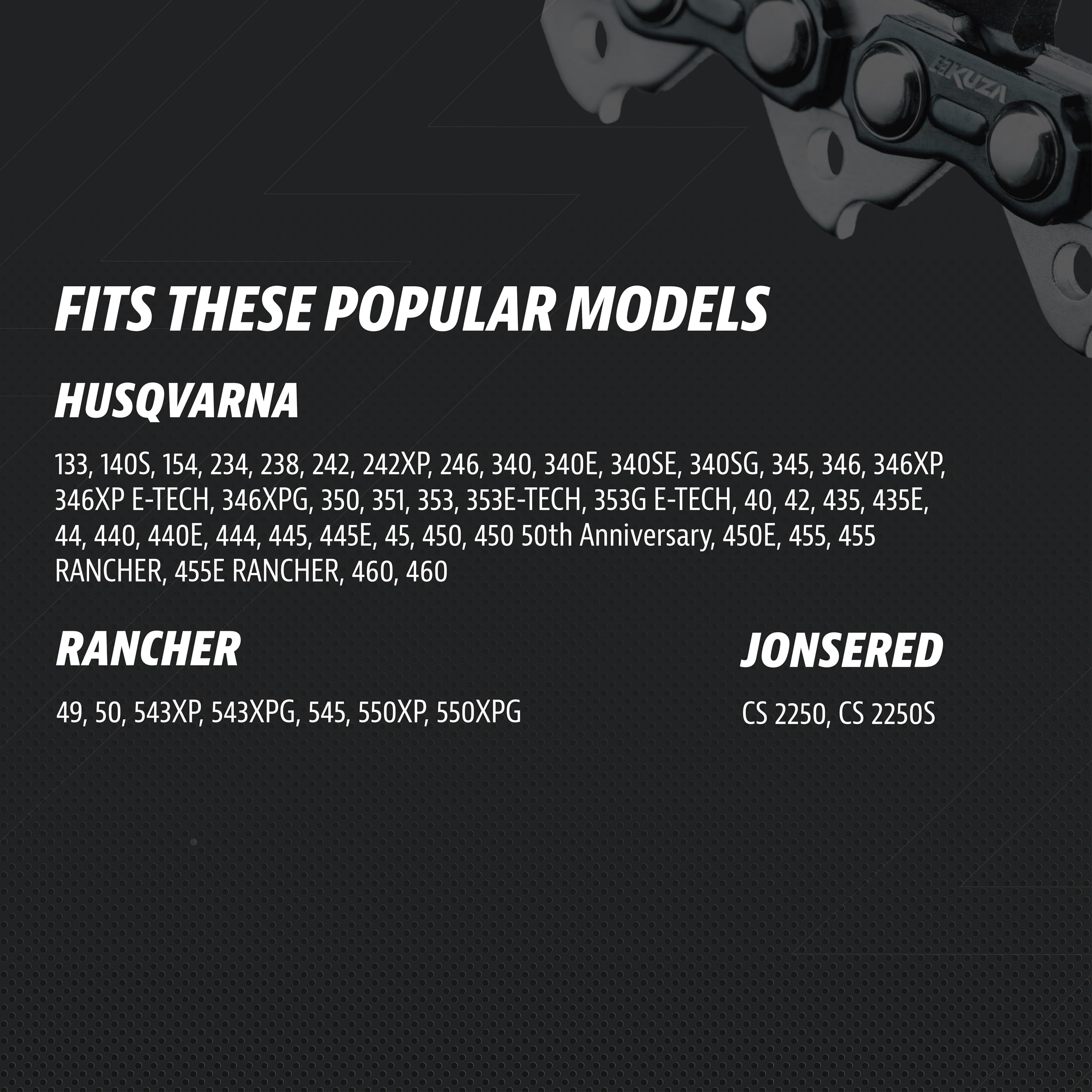 Premium 20 Inch Chainsaw Chain 3/8" Pitch .063" Gauge 72 DL - Fits Husqvarna 480, 465 (Rancher), 570XP, 575XP, 576XP, STIHL and More - 203ATMD009, 75LPX072G, 75EXL072G, 75EXJ072G (3 Chains)