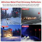 Driveway Reflectors Markers for Snow Plowing, 36-48" Reflective Driveway Steel Metal Reflective Post, Double-Sided High Visible Rustproof Design(4 pack)