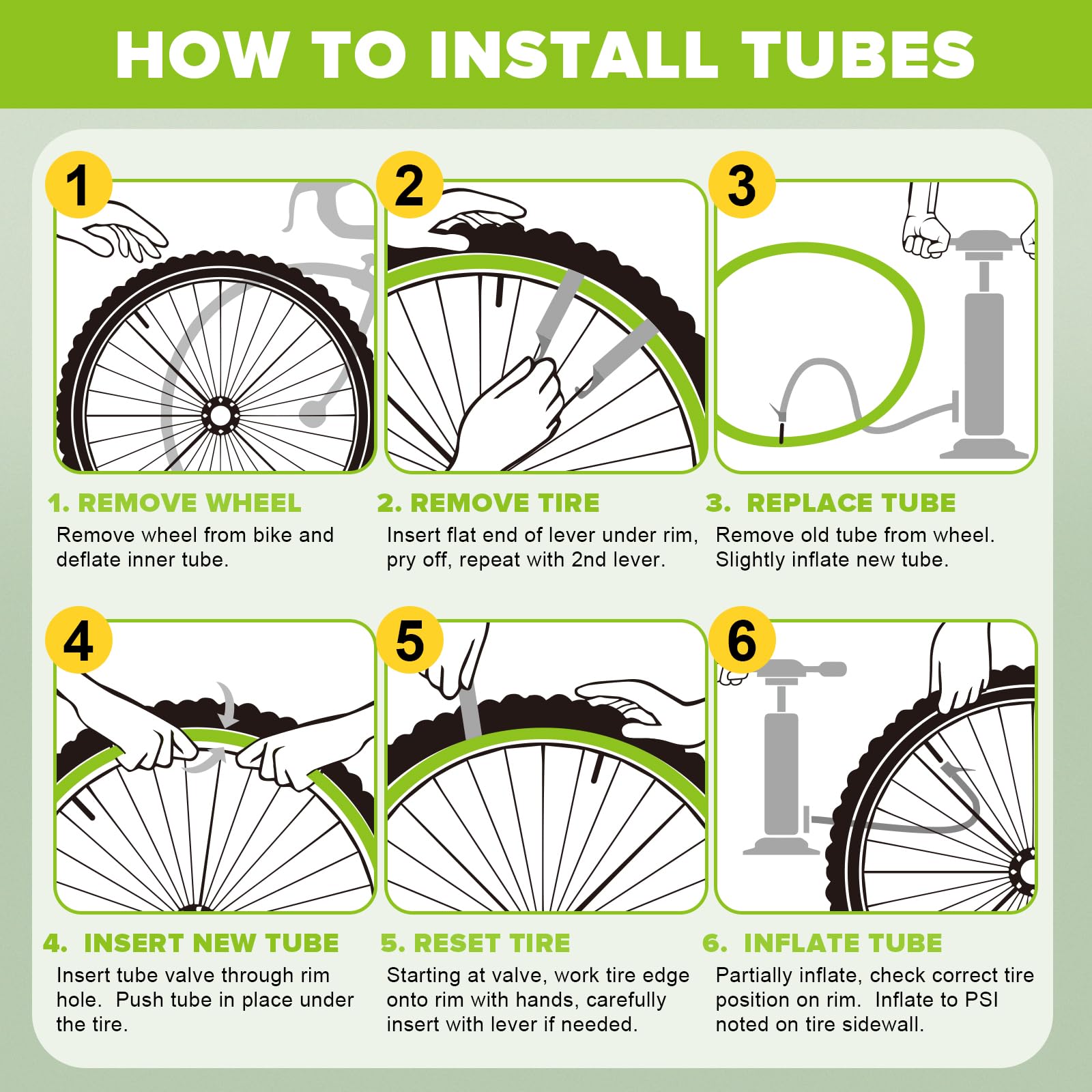 2 Pack 12"/14"/16"/18"/ 20"/ 22"/24"/ 26"/27.5"/28"/29" x1.75/1.95/2.10/2.125 Bicycle Tube with 2 Tire Levers, with 32mm AV Schrader Valve, Reliable Inner Tube for Kids/Road/MTB Bike (2 of One Size)